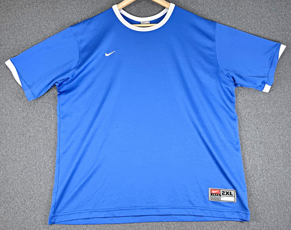 Nike Team Mens XXL Royal Blue White Ringer Athletic Jersey Shirt Swoosh READ